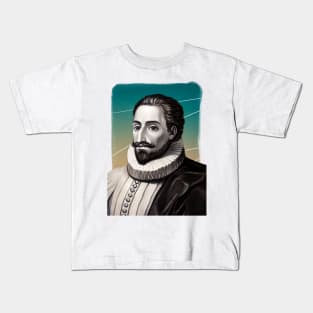 Spanish writer Miguel de Cervantes illustration Kids T-Shirt